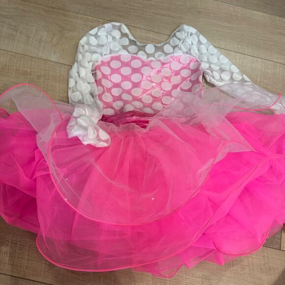 WEISSMAN MEDIUM CHILD PINK AND WHITE COMPETITION DANCE COSTUME TAP JAZZ HIP HOP - Picture 4 of 7